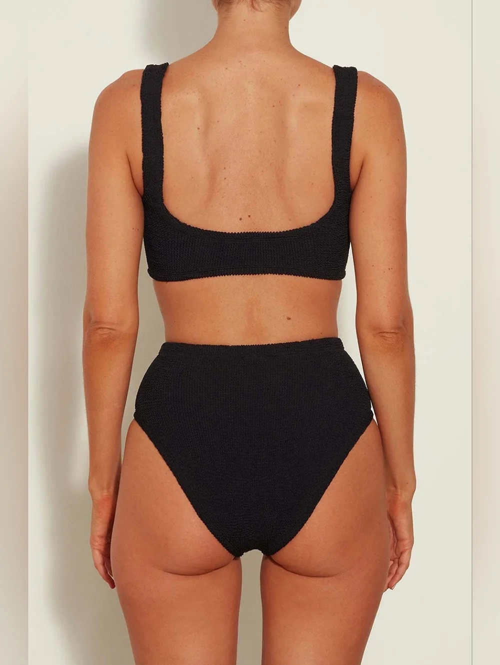 HUNZA G Black Stretch Nylon Nadine Bikini One Size SW1